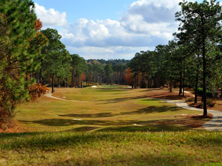 King's Grant Golf Club rolling hills on the course in fall